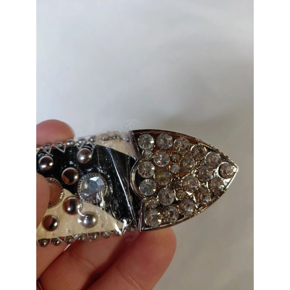 Zebra Print Rhinestone Belt - Picture 5 of 13